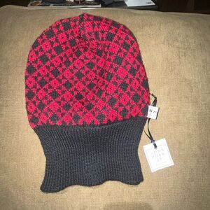 New tags Wool Nordic Knit Tall Hat Cap from Estonian Lions Viira Red Black